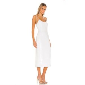 NBD white sequined dress